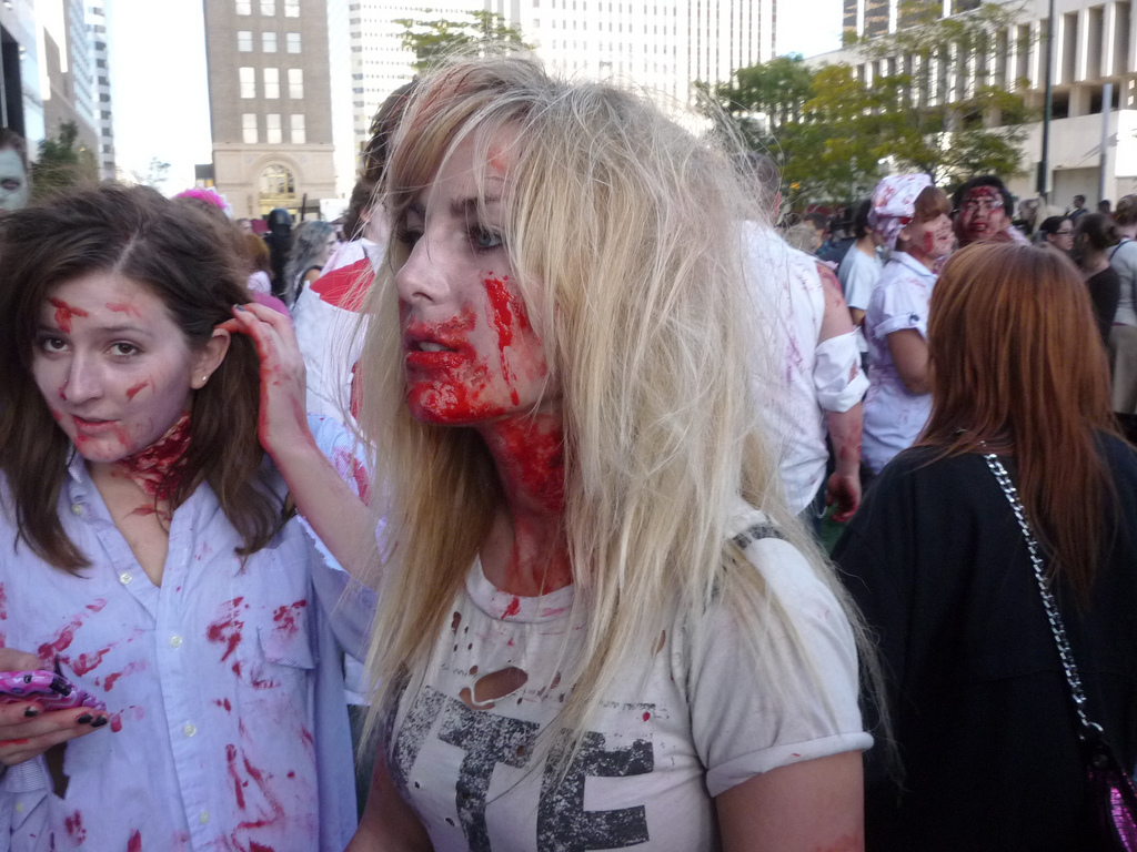 Picture from the zombie crawl. PhotoCo: https://c2.staticflickr.com/2/1112/5108869645_dd08e64073_b.jpg