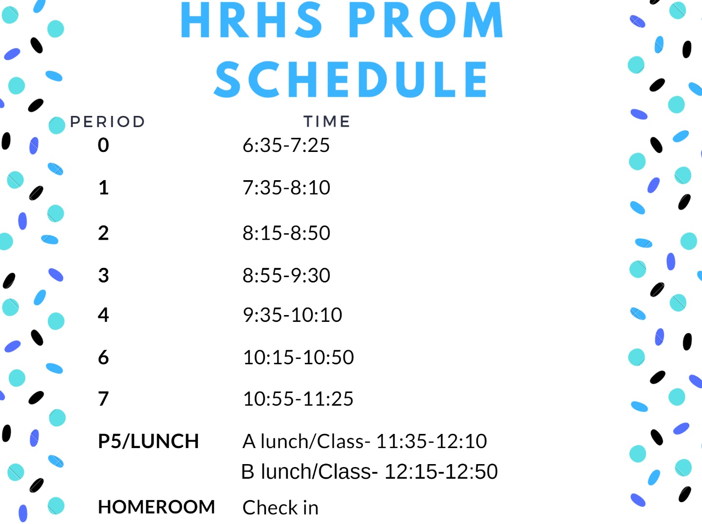 prom schedule