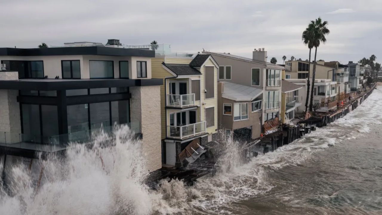 Waves Crash Through Oceanfront Homes in Long Beach as Tropical Rainstorm Rachel Triggers Coastal Damage